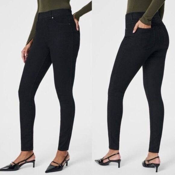 SPANX Black Denim Ankle Skinny Jeans in Clean Black Sz Small NWT 🏷️ - Picture 1 of 14